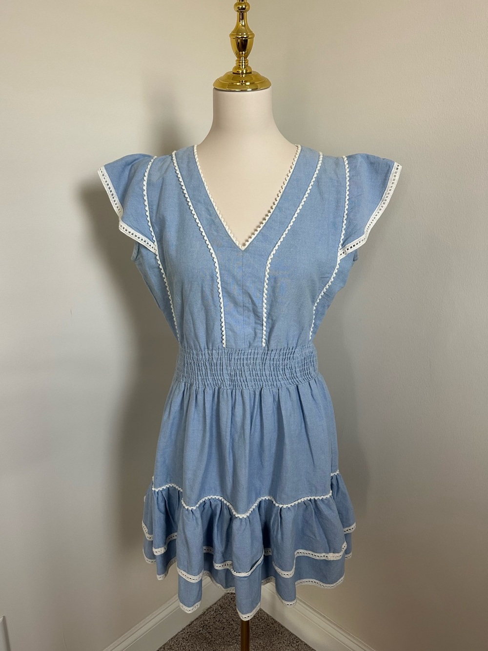 Madison Mathews Blue Chambray Dress